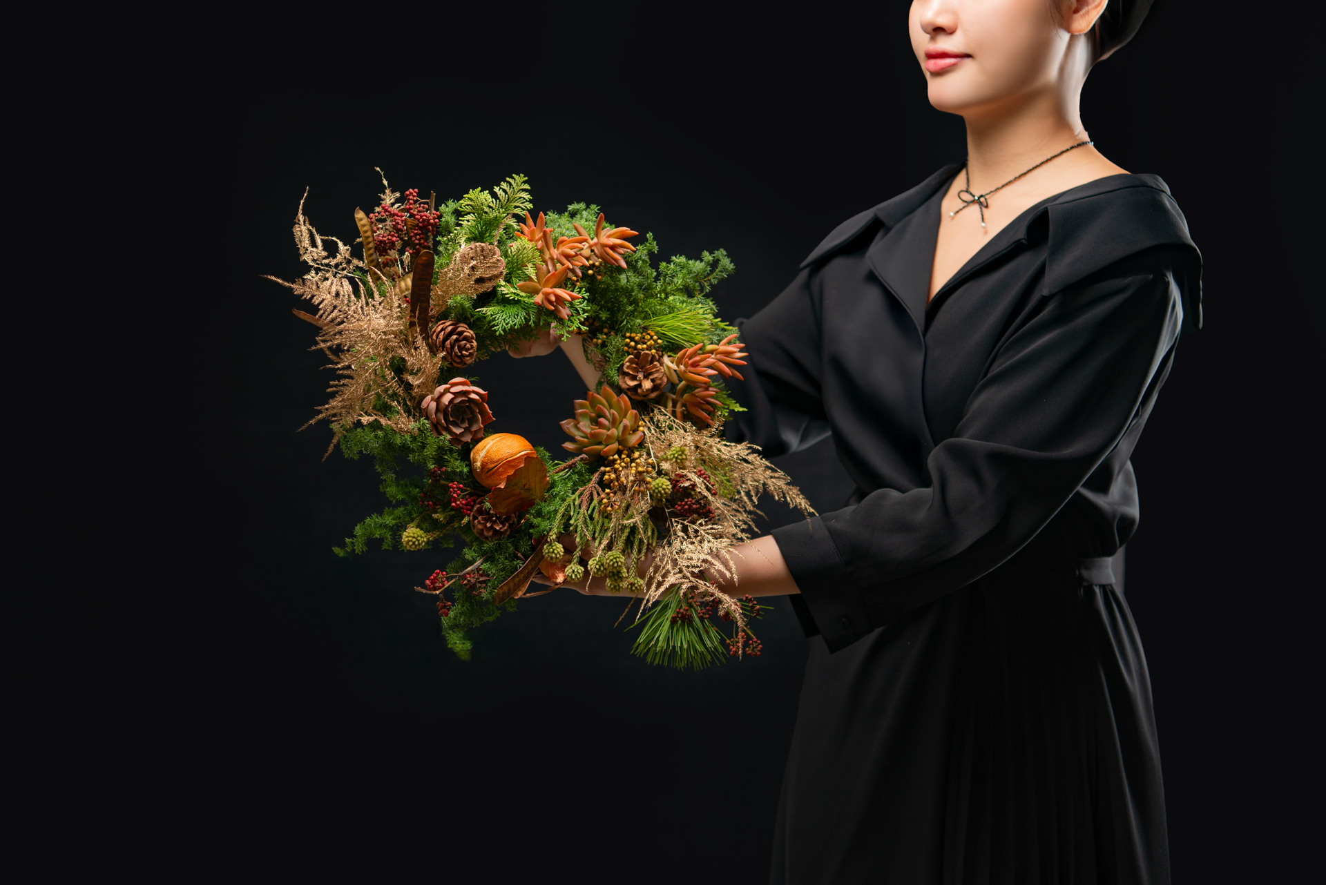 2024聖誕節課程雪霧聖誕花圈尺寸示意