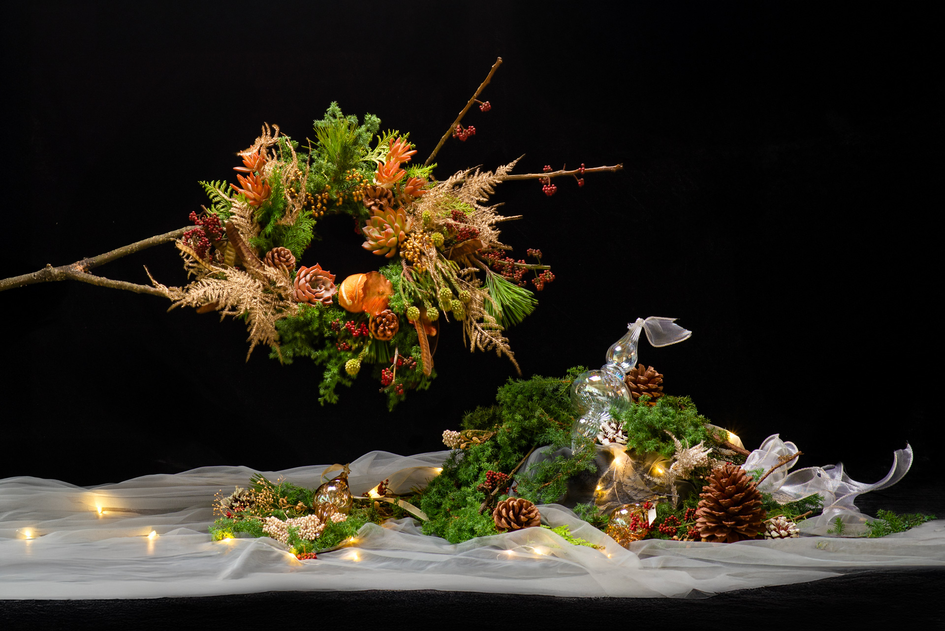 2024聖誕節課程雪霧聖誕花圈多肉植物